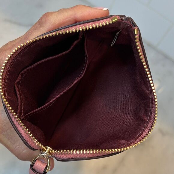 Coach Saffiano Leather Pouch Wristlet - Picture 12 of 13